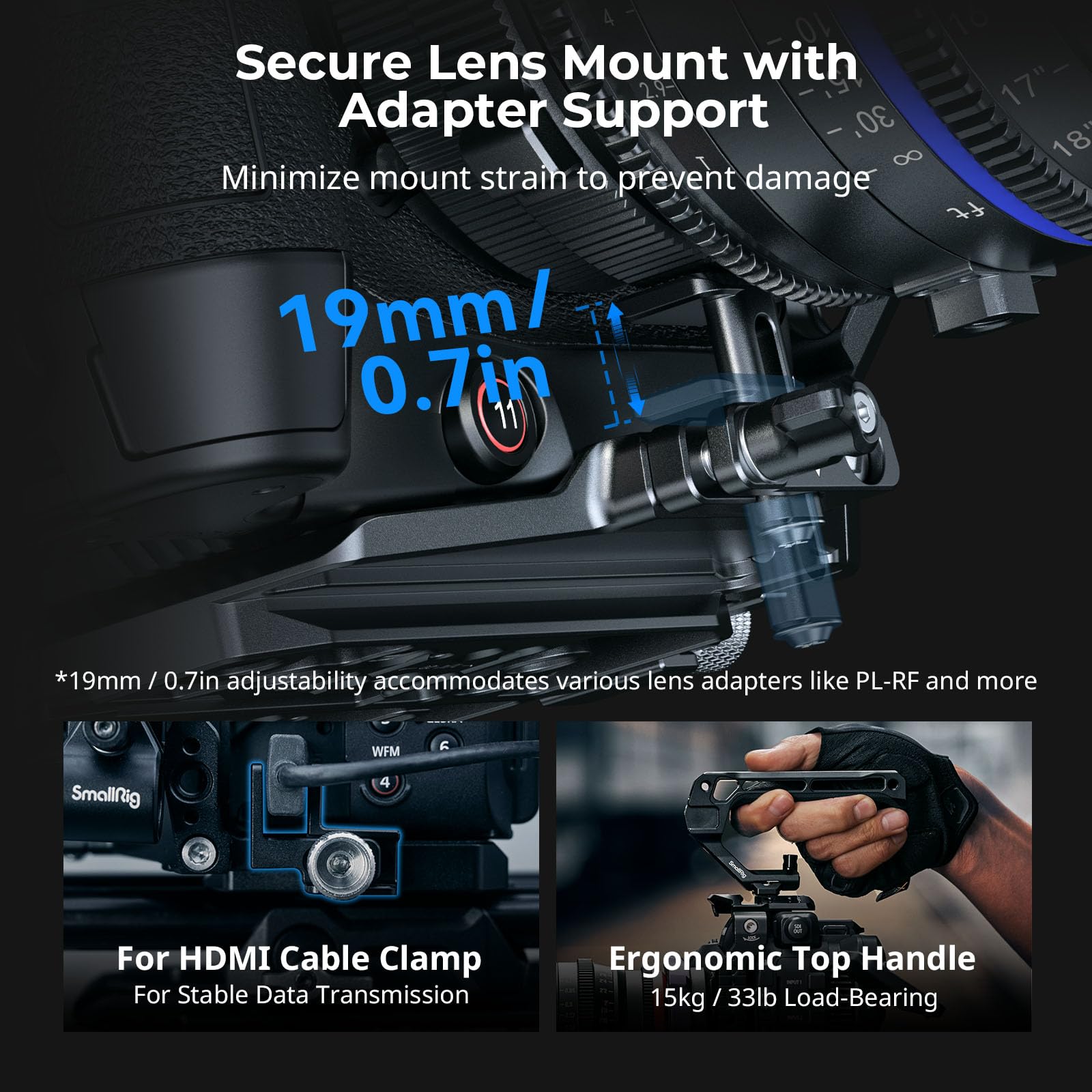 SMALLRIG Cage Kit pour Canon C80 Design modulaire avec plaque supérieure, latérale et inférieure, rail OTAN, support adaptateur d'objectif, pour pince HDMI, cage vidéo pour appareil photo avec griffe