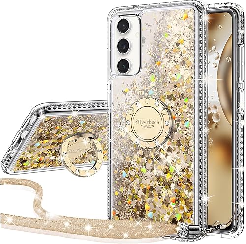 Miniatura 8 de Silverback Funda para Samsung Galaxy S23 Plus, funda con purpurina holográfica líquida en movimiento con soporte, para niñas y mujeres, funda