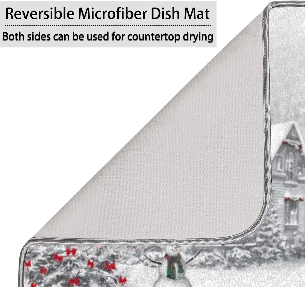 Xmas Red Truck Dog Dish Drying Mat for Kitchen Counter Winter Merry Christmas Absorbent Drying Pad Countertop Dishes Drainer Mats Washable Coffee Bar Mats 18x24 Inch