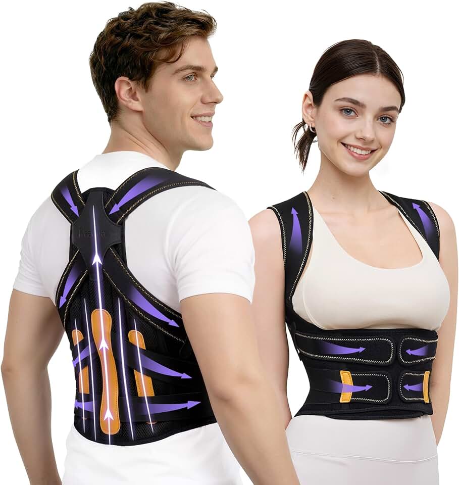 Posture Corrector for Women and Men, 5x Enhanced Support Back Brace, Large | Adjustable Shoulder Brace, Armpit-Friendly, Breathable Mesh, Relief for Upper and Lower Back, Neck Pain, Improving Posture