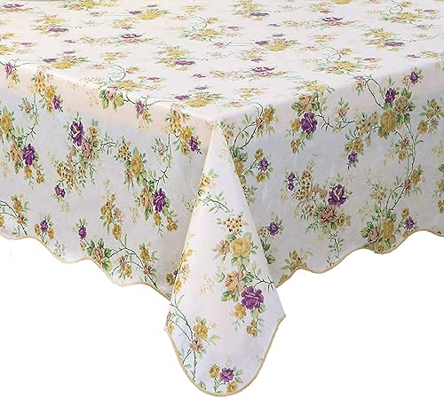 Miniatura 9 de Mantel de girasol impermeable de 60 x 104 pulgadas, mantel floral de vinilo con reverso de franela para mesas rectangulares, comedor de primavera y