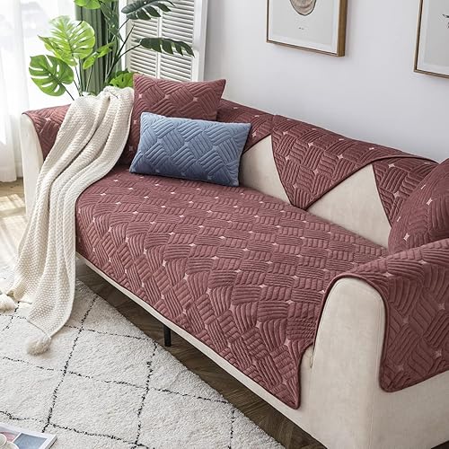 Miniatura 2 de vctops Fundas de sofá de felpa suave y cálida, con patrón de tejido antideslizante, fundas para sofá seccional, funda para sofá para perros, gatos y