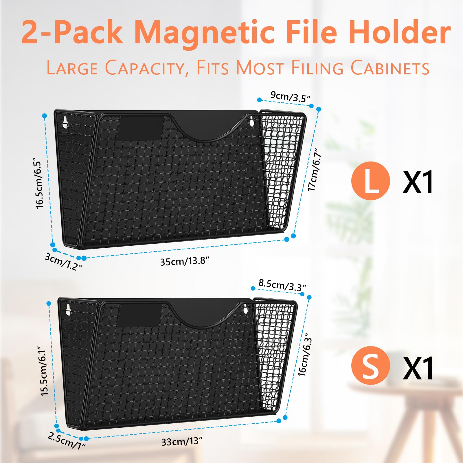 MFTEK Porta documenti magnetico 2 tasche organizer per cartelle, porta riviste da appendere per ufficio, lavagna bianca, porta documenti senza perforazione per frigorifero