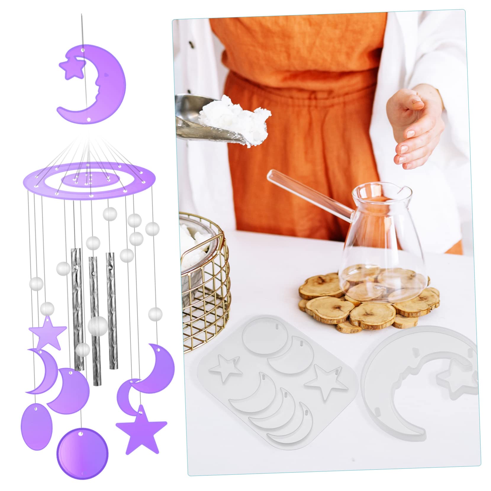 NUOBESTY 4sets Stampo Silicone Per Wind Chimes Kit Diy Completo Per Creare Campanelli Decorativi Materiale Resistente e Flessibile Per Artigianato Creativo