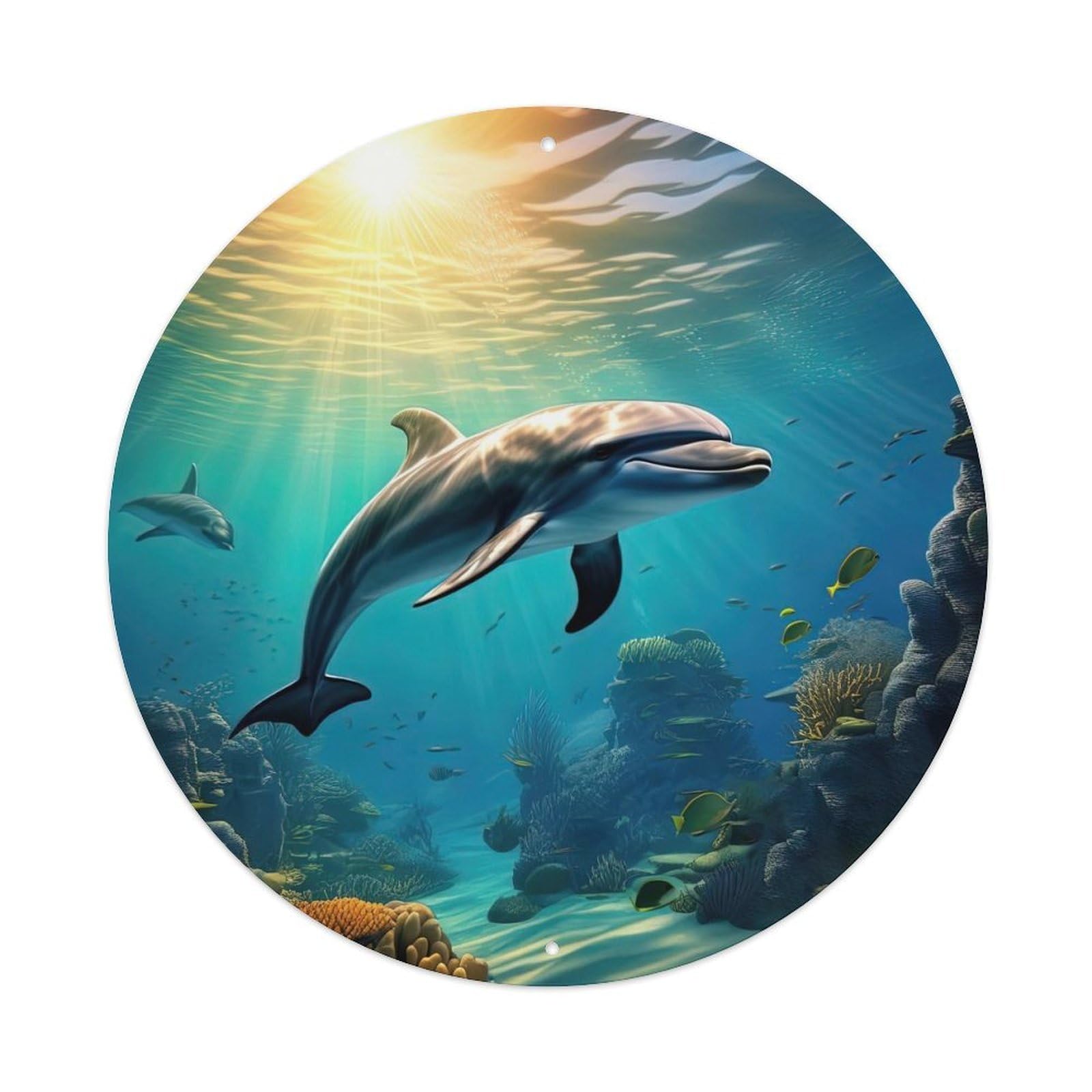Marine Animal Dolphin Leap Coral Dream Metal Tin Sign