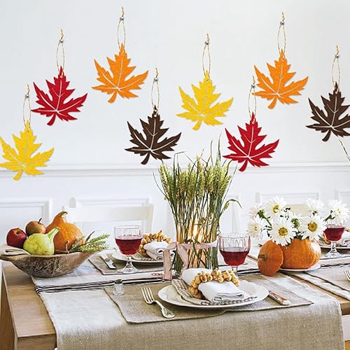 Miniatura 2 de Decoraciones de árbol de otoño, 16 piezas de decoración de hojas de arce, adornos colgantes de otoño, decoración de papel para regalo, decoraciones