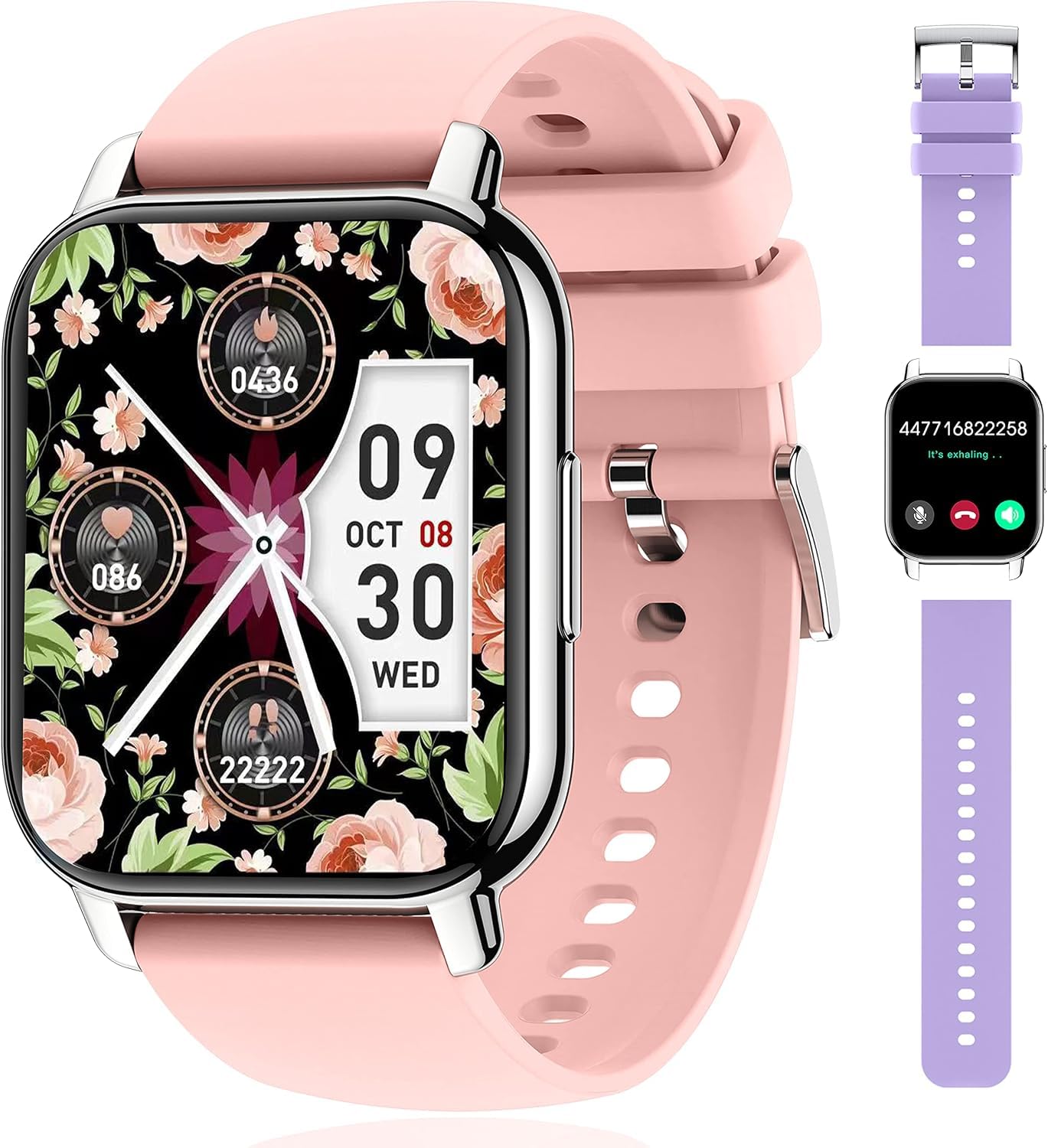 Popglory Reloj Inteligente Mujer, Llamadas/Presión Arterial/100+ Deportes Smartwatch Mujer, Frecuencia respiratoria Frecuencia Cardíaca Oxígeno en Sangre Sueño, Reloj Android iOS
