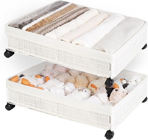 StorageWorks Almacenamiento debajo de la cama con ruedas, almacenamiento debajo de la cama, contenedores de almacenamiento de metal debajo de la