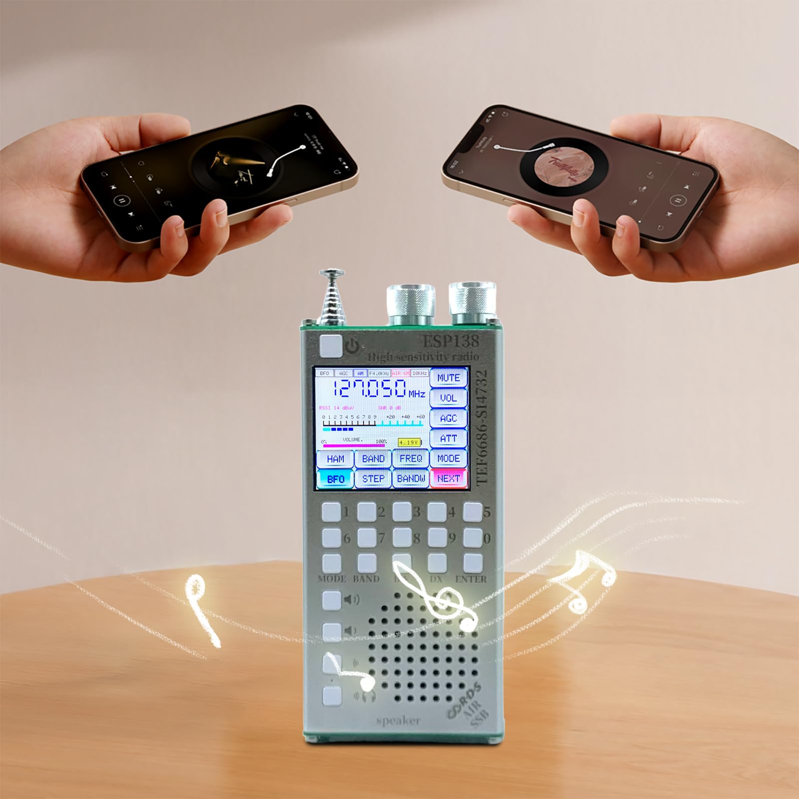 Receptor de radio portátil TEF6686 BT RDS Data Radio Receiver (Plata)