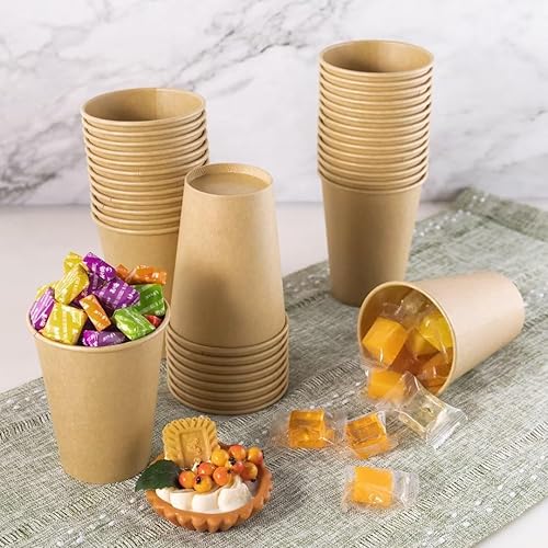 Miniatura 5 de LITOPAK Paquete de 240 vasos de papel de 12 onzas, tazas de café caliente Kraft, vasos desechables para bebidas, tazas de café caliente, tazas de