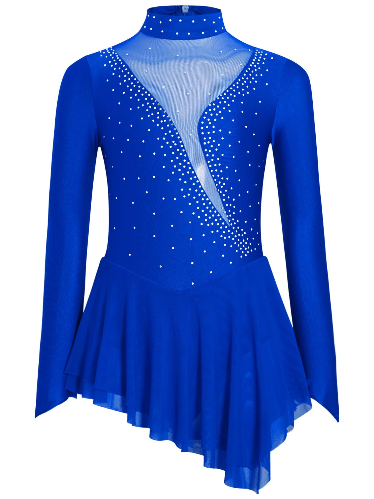 MSemis Vestido Patinaje de Manga Larga para Niña Leotardos de Danza Maillot con Falda Gimnasia Rítmica con Pedrería Brillante Disfraz de Bailarina 4-16 Años — view 16