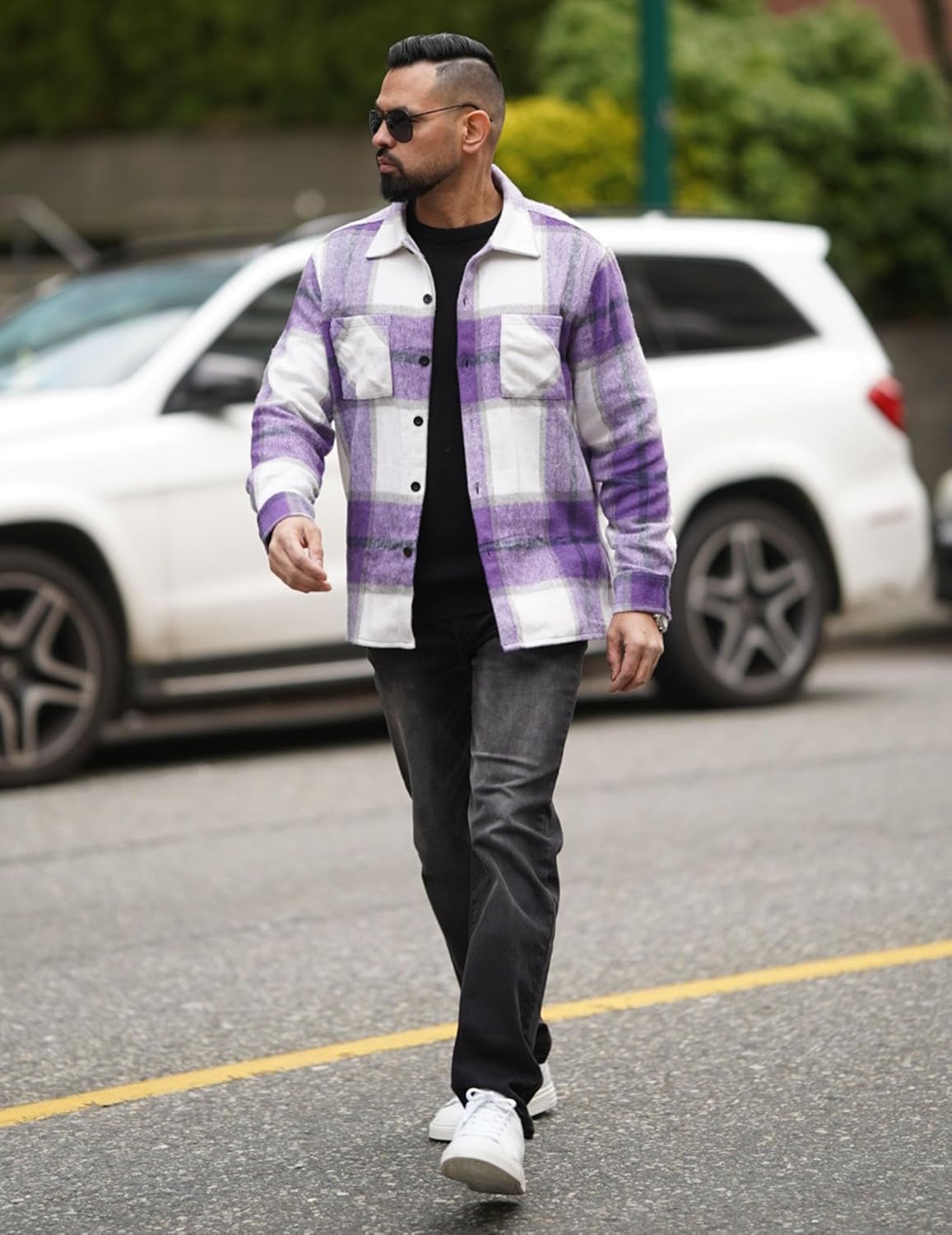 COOFANDY Men's Flannel Shirts Casual Button Down Plaid Shirt Jacket Long Sleeve Fleece Shacket with Pockets - Image 3