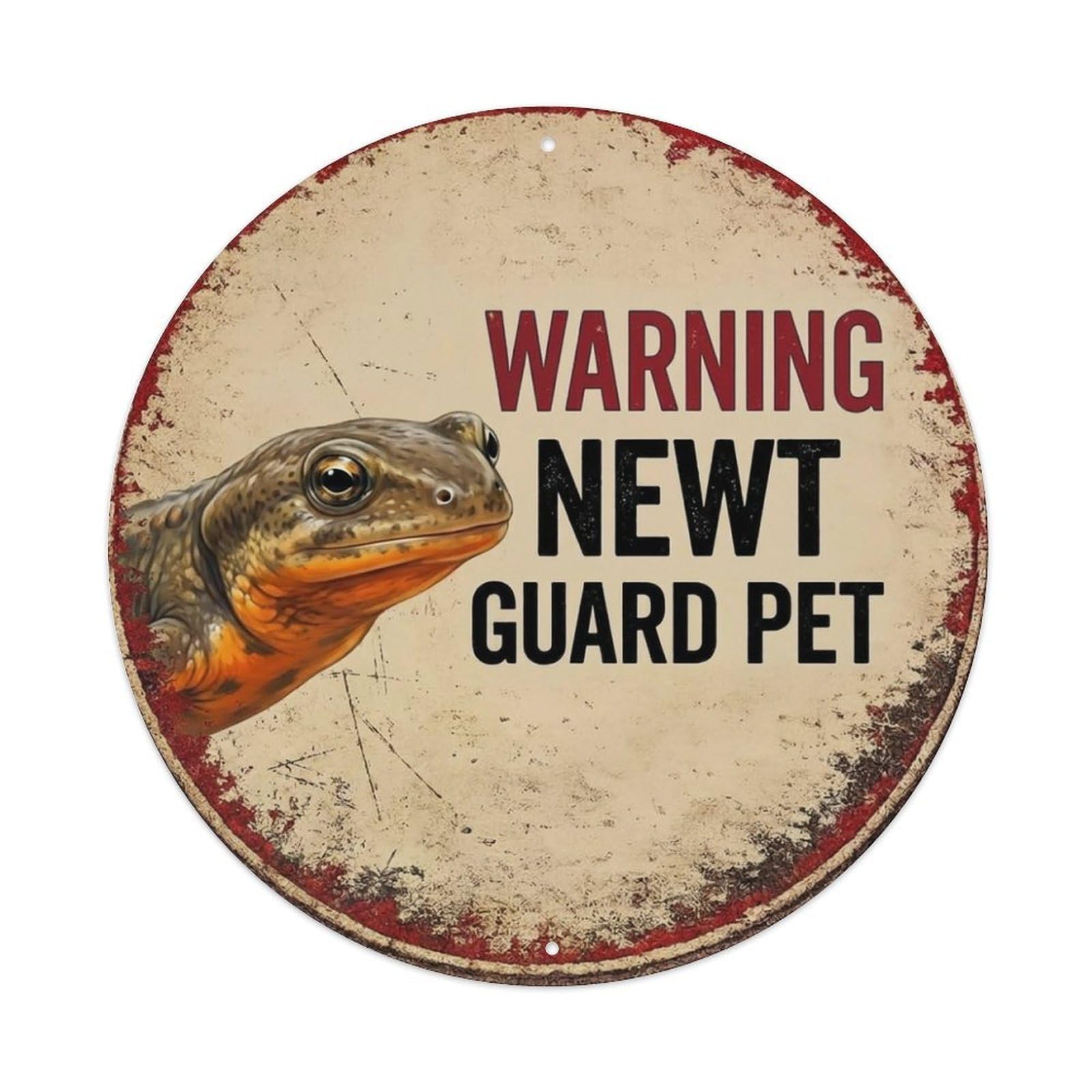 Metal Tin Sign Vintage Warning Newt