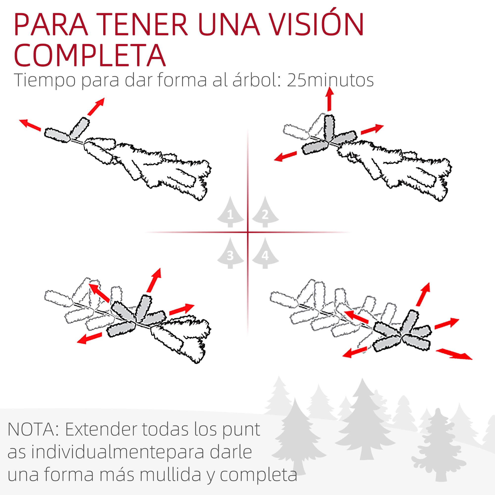 HOMCOM Árbol de Navidad Estrecho 183 cm Base Plegable 479 Ramas Verde