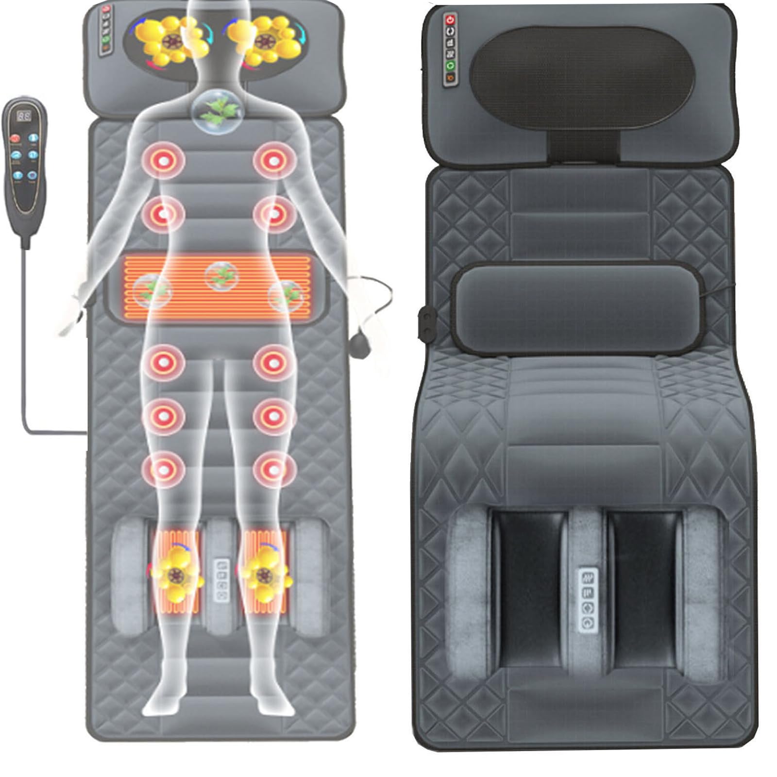 Esterilla de Masaje Corporal con Calor, 20 Cabezales de Masaje Shiatsu para Cuello, Silla de Masaje eléctrica Multifuncional con calefacción, Almohadilla para la Espalda para aliviar el Dolor de ESPA