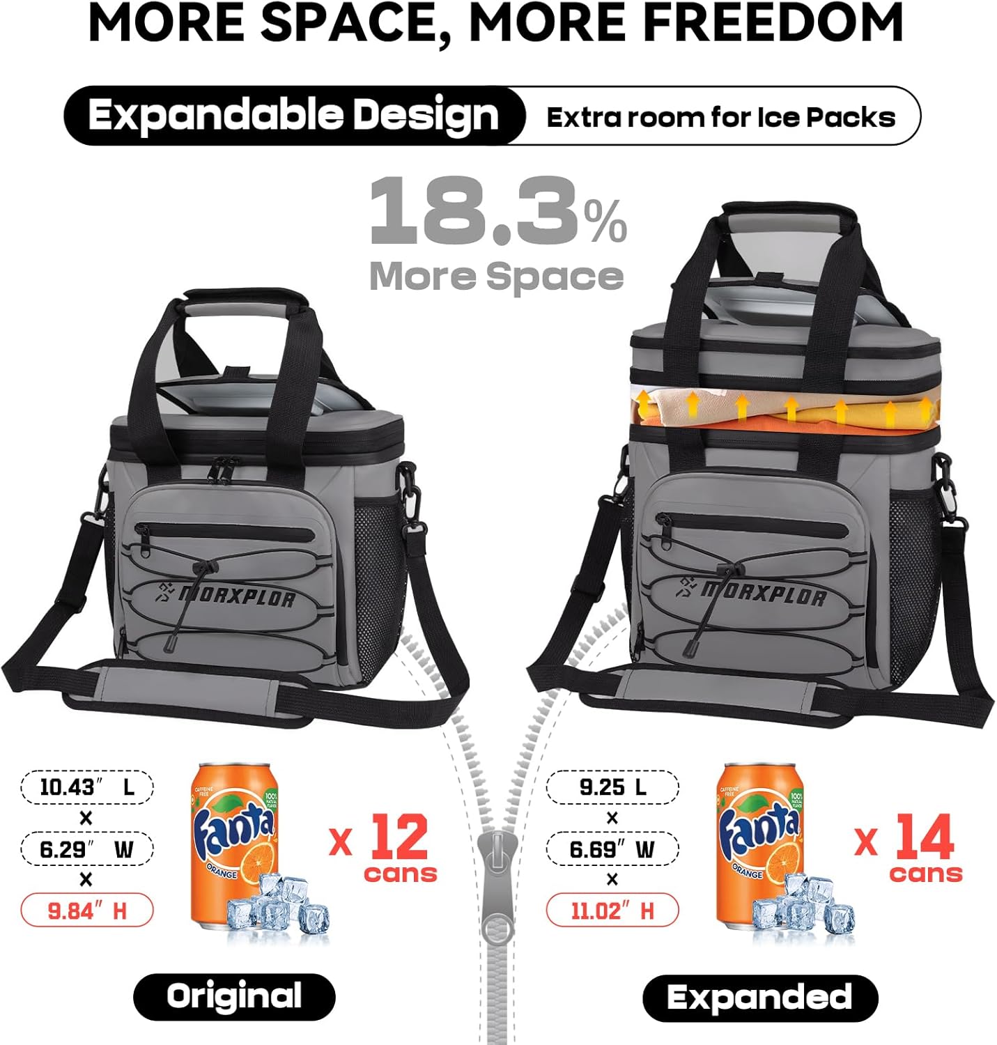 MORXPLOR Golf Cart Cooler with Magnetic Lid 12-Can Insulated Soft Cooler Bag Collapsible for Golf Cart,Golf Accessories,Lunch Camping Cooler Insulated Lunch Bag with Adjustable Shoulder Strap