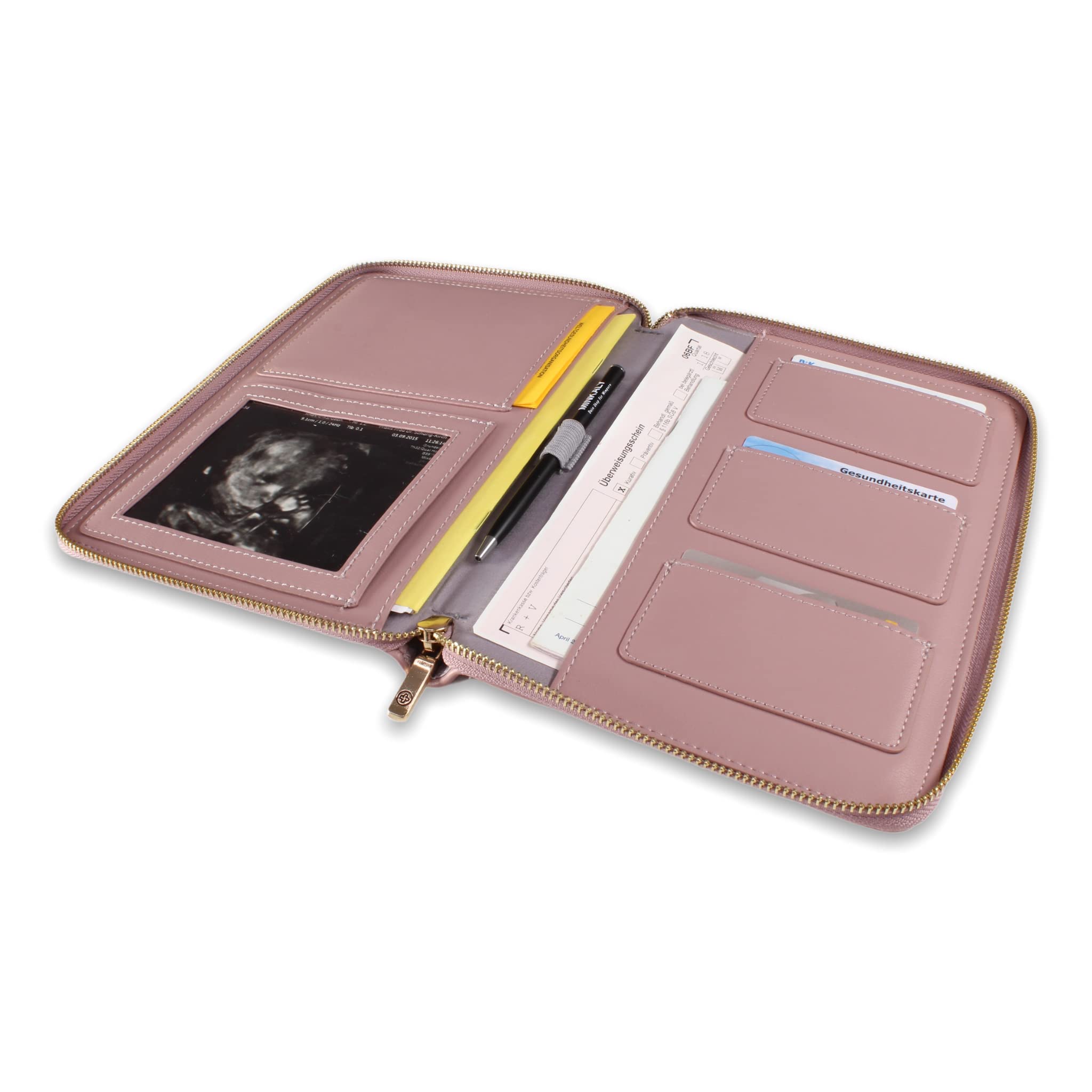 JUBELIST Portemonnee Mama Organizer, moederpaspoorthoes en tas voor onderzoeksboekje en documenten zoals babyvaccinatiebewijs, paspoort, ultrasone afbeeldingen, hoes voor moederpaspoort, Zwart Silver