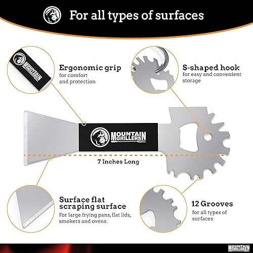 Miniatura 3 de Mountain Grillers Rascador de parrilla para barbacoa, amplio y portátil para parrilla al aire libre, parrilla, humo o parrillas de horno,
