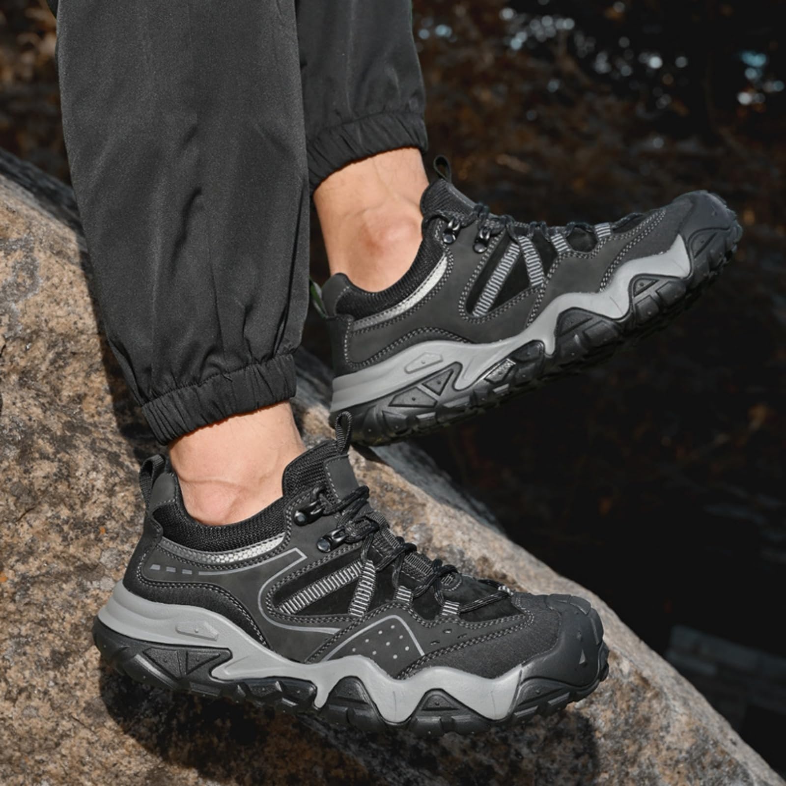 Scarpe Trekking Uomo Pelle Scarpe Basse per Passeggiate All'aperto