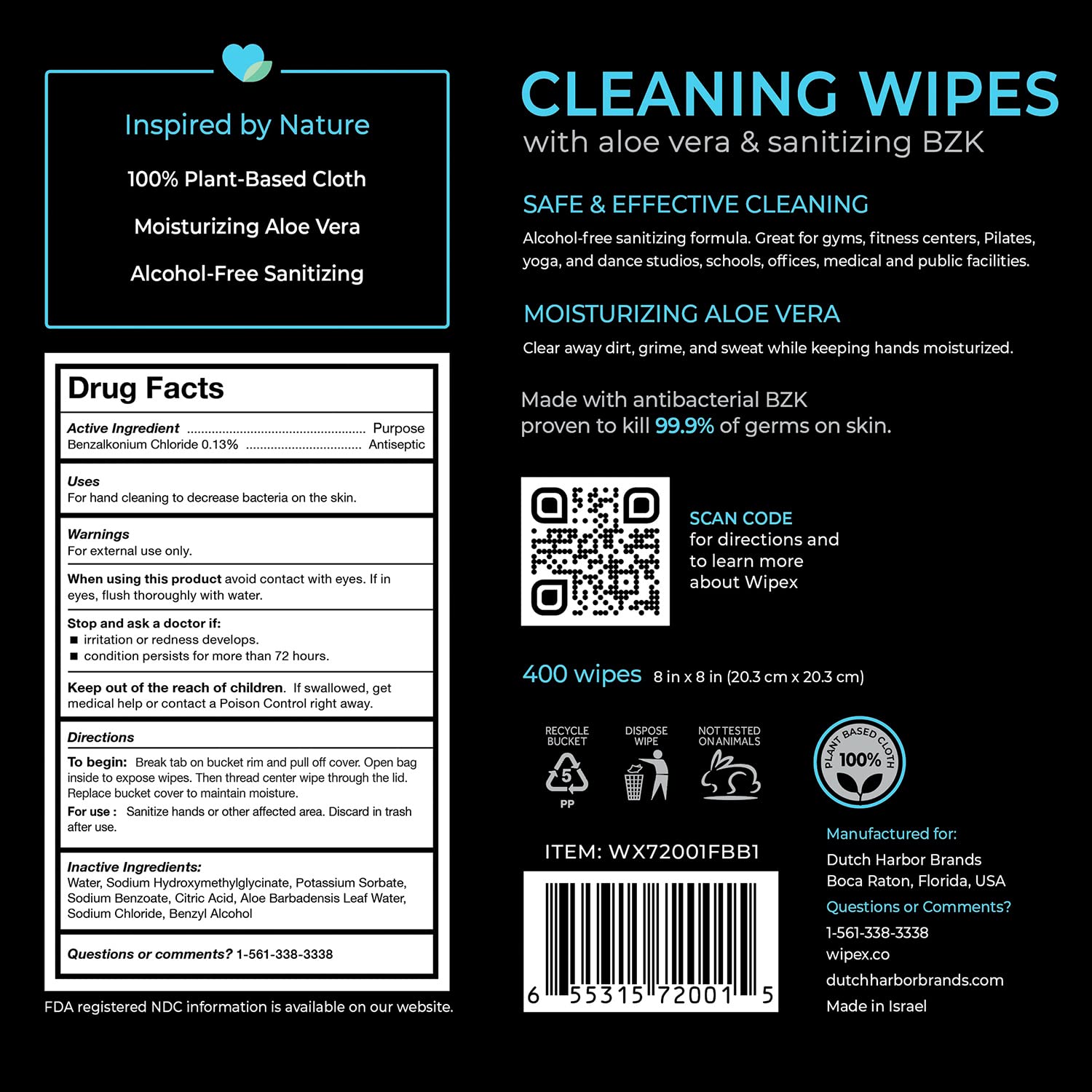 Wipex Gym Wipes for Equipment Bundle - Get 2 Bucket (1) Lavender & (1) Sanitizing BZK Plant-Based Fitness Equipment Wipes, Clean Surfaces & Mats, Safe Gym Cleaner & Peloton Wipes, 400 Ct (Pack of 2)