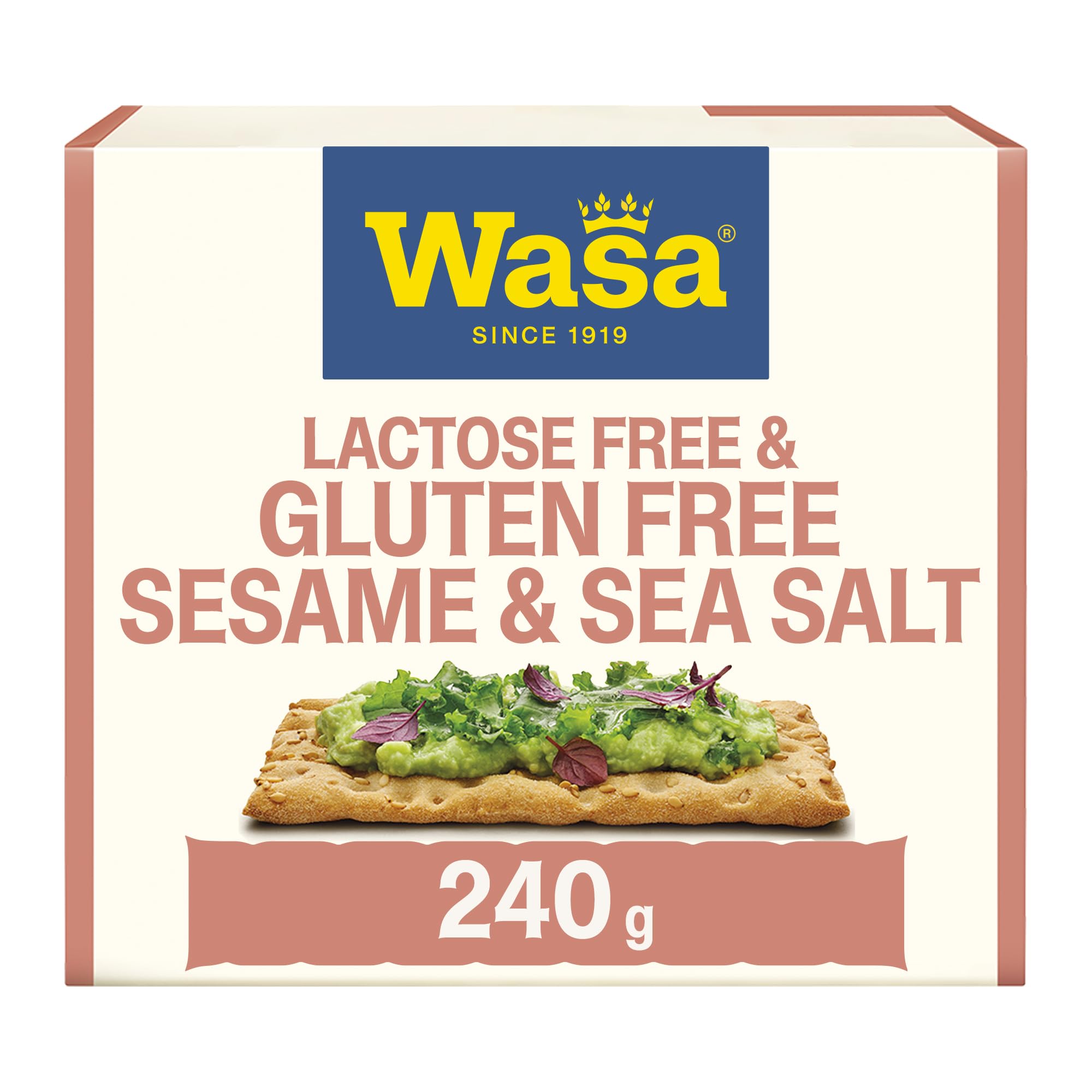 Wasa Gluten- and lactose-free sesame and sea salt 240g, gluten- and lactose-free crispbread, golden brown and crispy baked, vegan