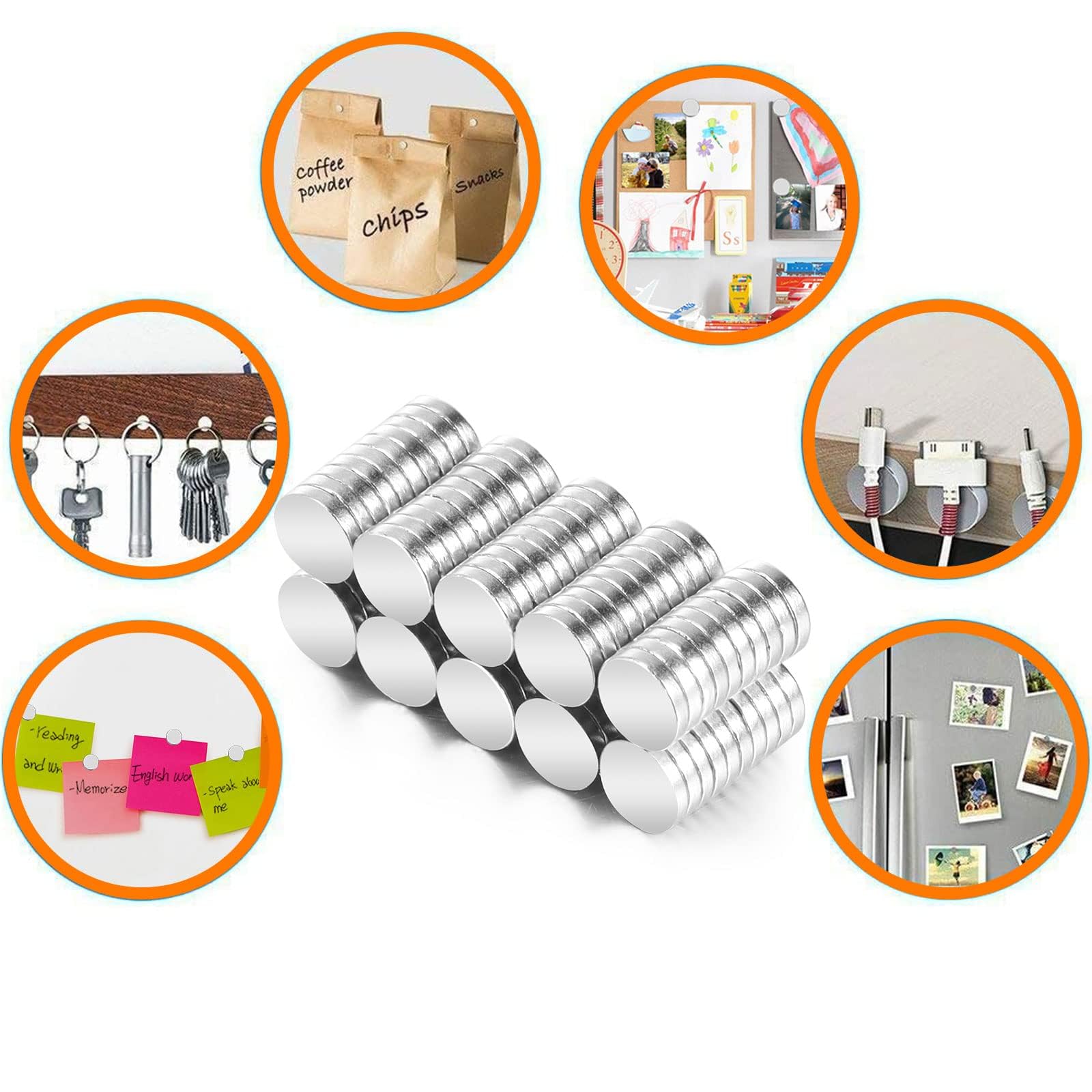 Mini Imanes Potentes,100 PCS 5x2 mm Pequeños Iman Neodimio Redondos Imanes Fuertes para Refrigerador Ciencia Manualidades Pizarra Magnética Artesanías
