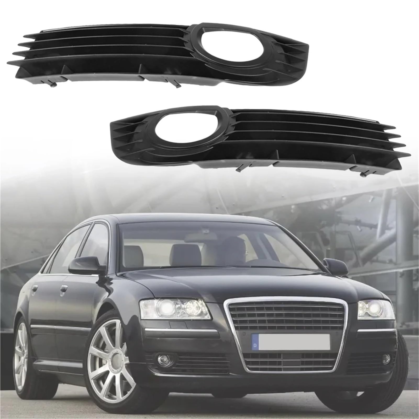 Compatible con Audi A8 D3 2005 2006 2007 4E0807681AD 4E0807682AD Cubierta de Rejilla de luz antiniebla del Parachoques Delantero(Right)