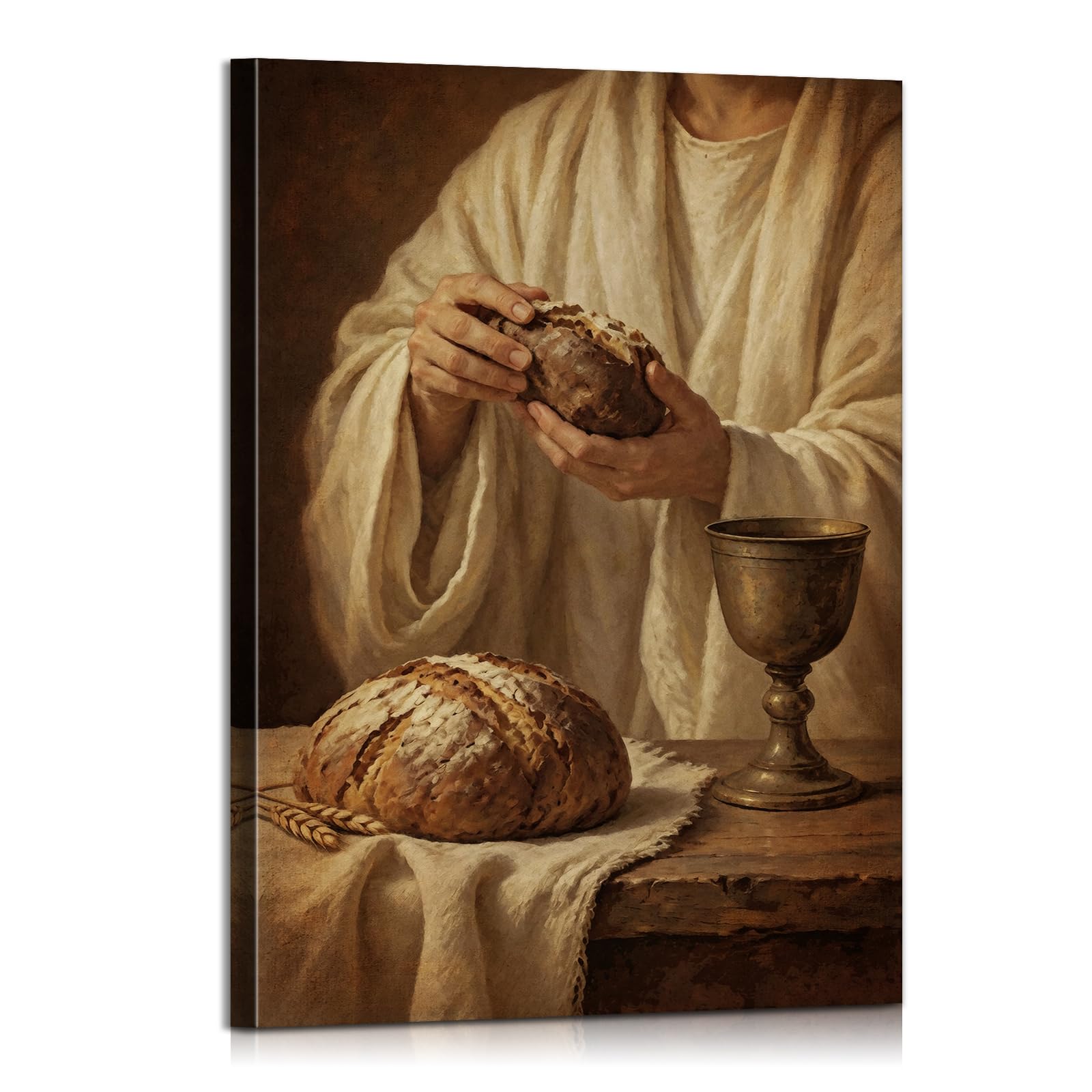 Jesus Breaking Bread Wall Art Catholic Wall Decor Eucharist Picture