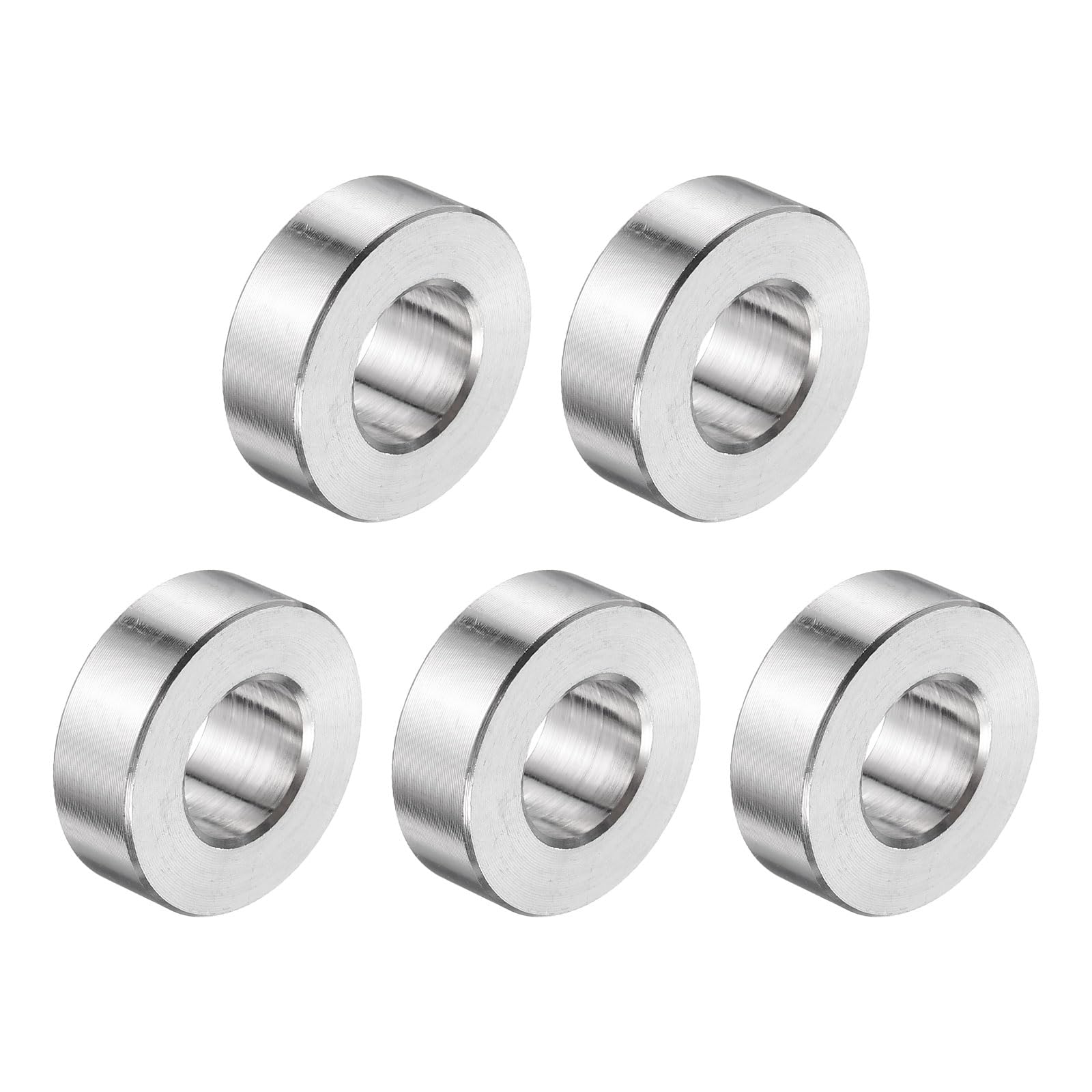 uxcell 5pcs Stainless Steel Spacer 1/2" Bore x 1" OD x 5/16" Length Screw Bushing Plain Finish Round Metal Spacer for M12 Screws Bolts and Rods