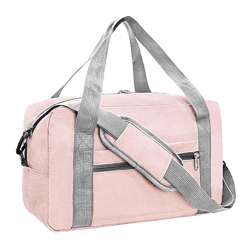 Foldable Carry on Luggage Bag 22x14x9 Personal Item Bag (40L, Pink)