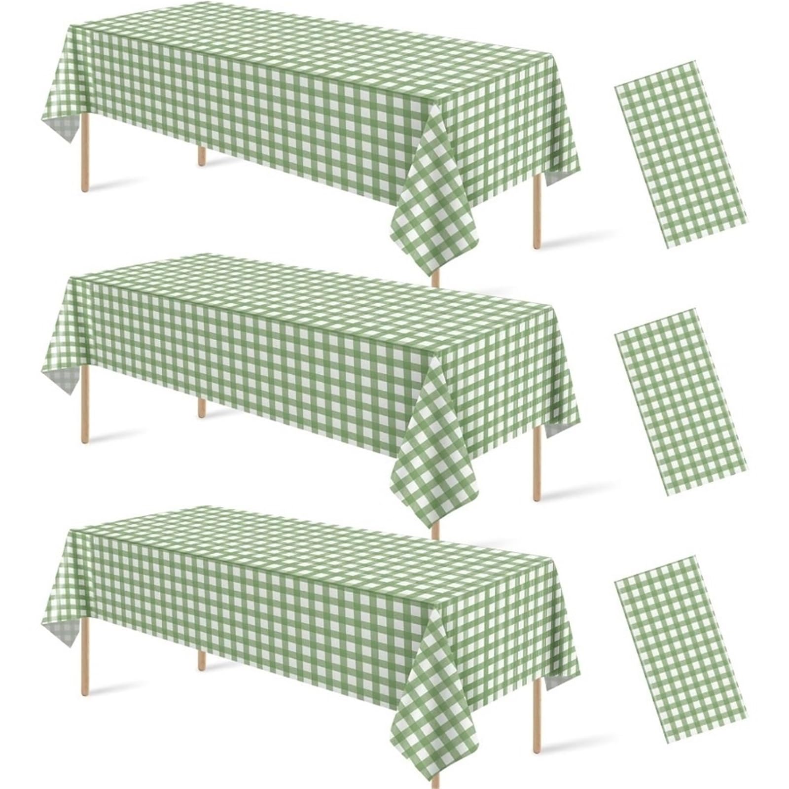 BTGYTTKL Checkered Tablecloth 3 Pcs Sage Green Gingham Tablecloth Decorations Checkered Buffalo Plaid Table