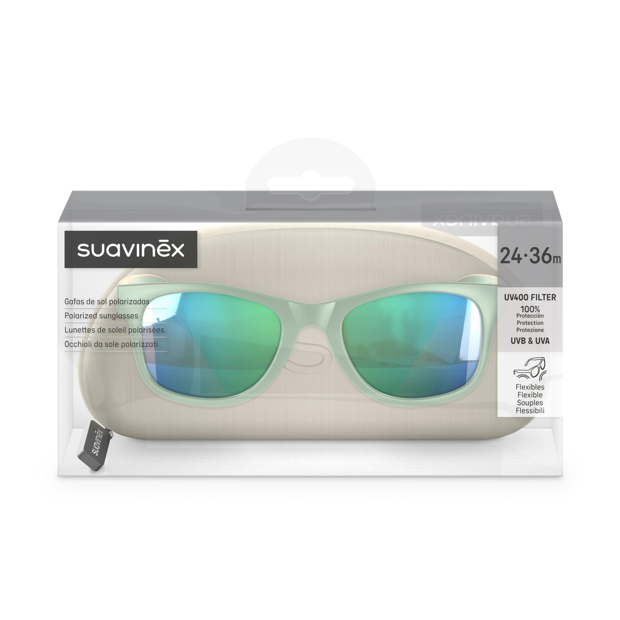 Suavinex Gafas de Sol Niños Polarizadas UV400 Cat.3 Protección UVA UVB Funda Cinta Sujeción
