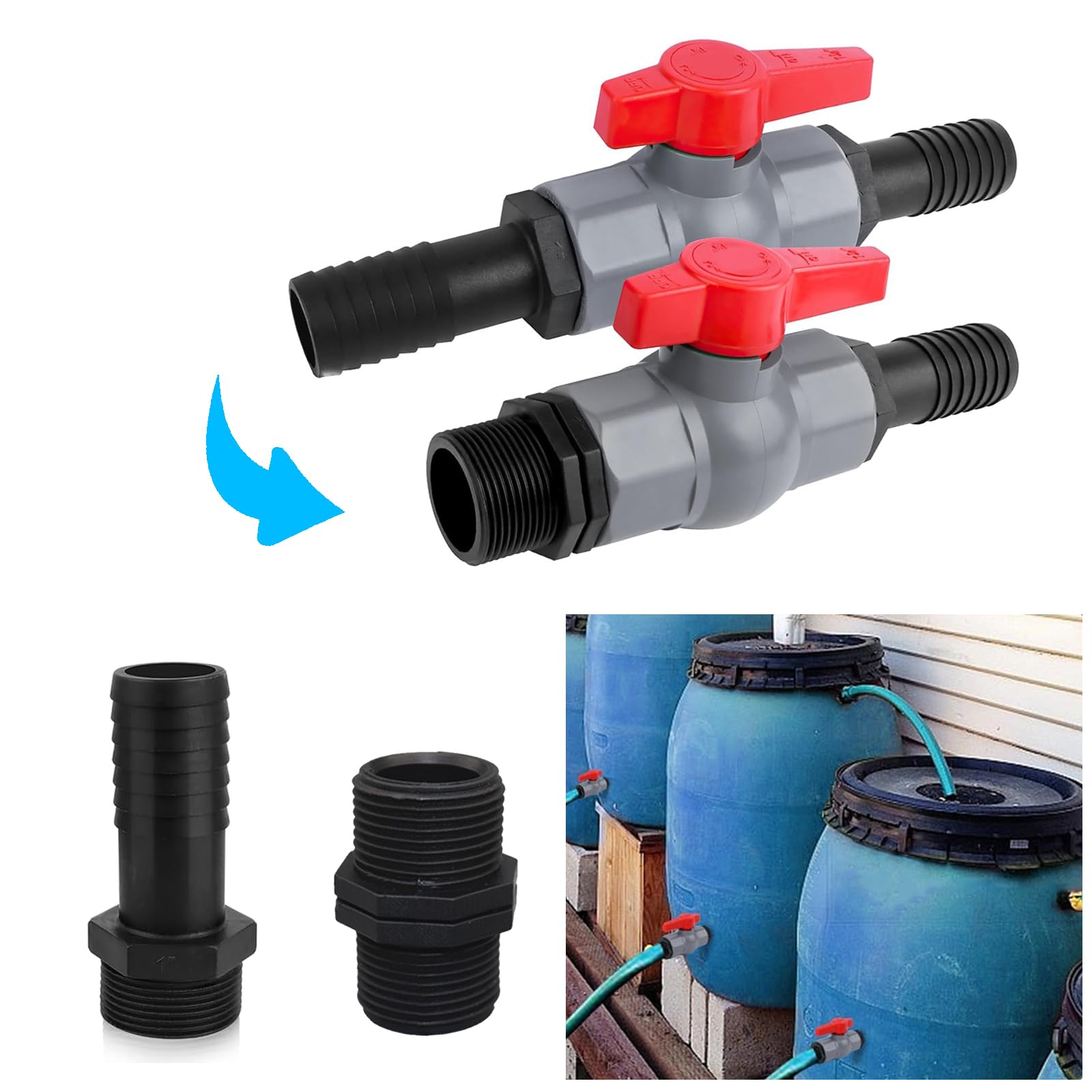 Valvola a sfera a doppia unione, interruttore dell'acqua, valvola a sfera in PVC da 1