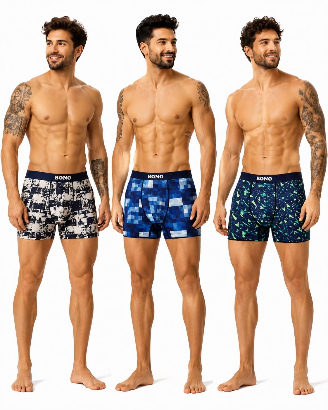 Mens Underwear Combo Cotton Lycra Regular Fit Printed Trunks Anti-Bacterial Moisture Wicking with Nylon Stretchable Waistband Trunk for Men Pack of 3-image-38