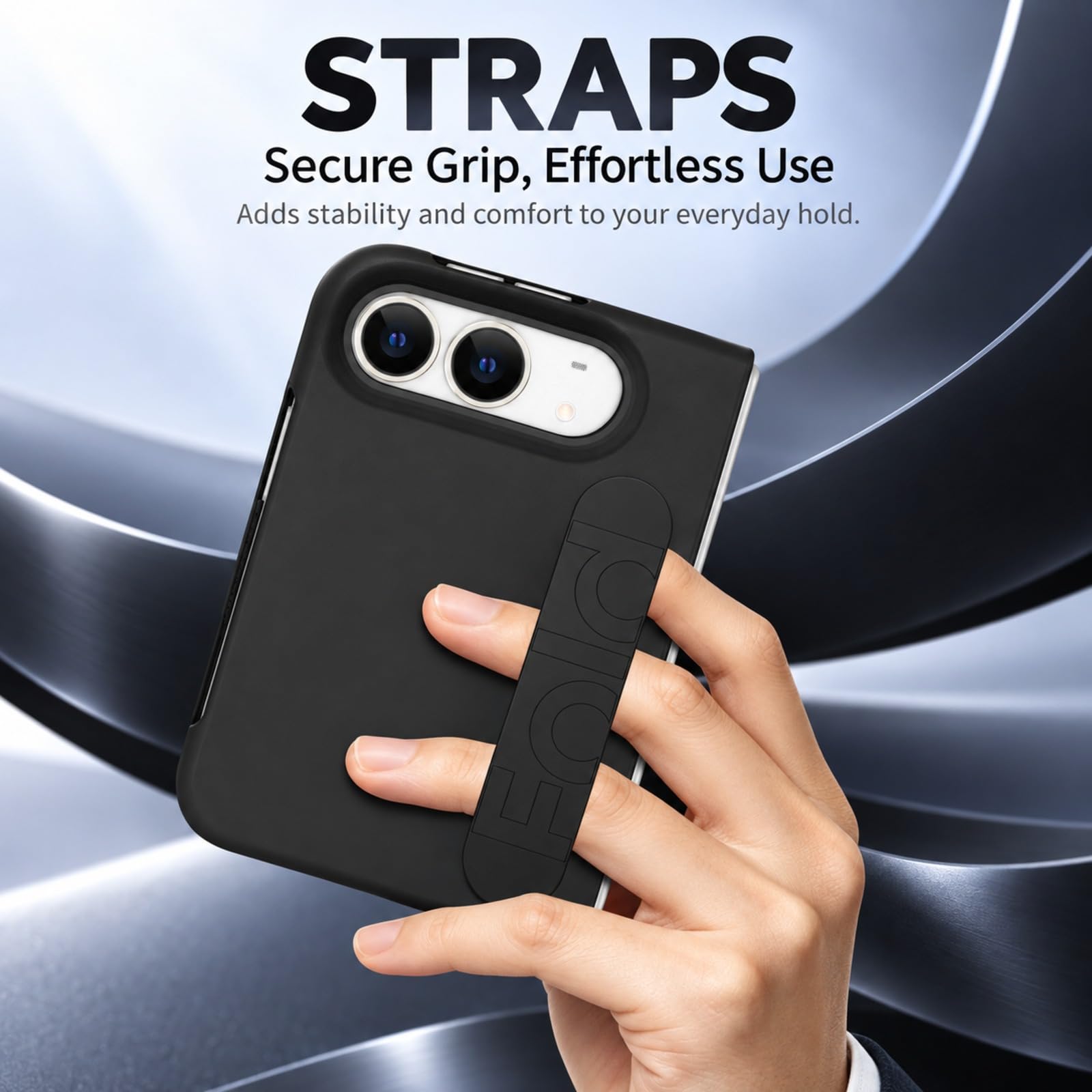 Coque pour iPhone Duo, Sangle de Prise Élastique, Structure en PC - Violet