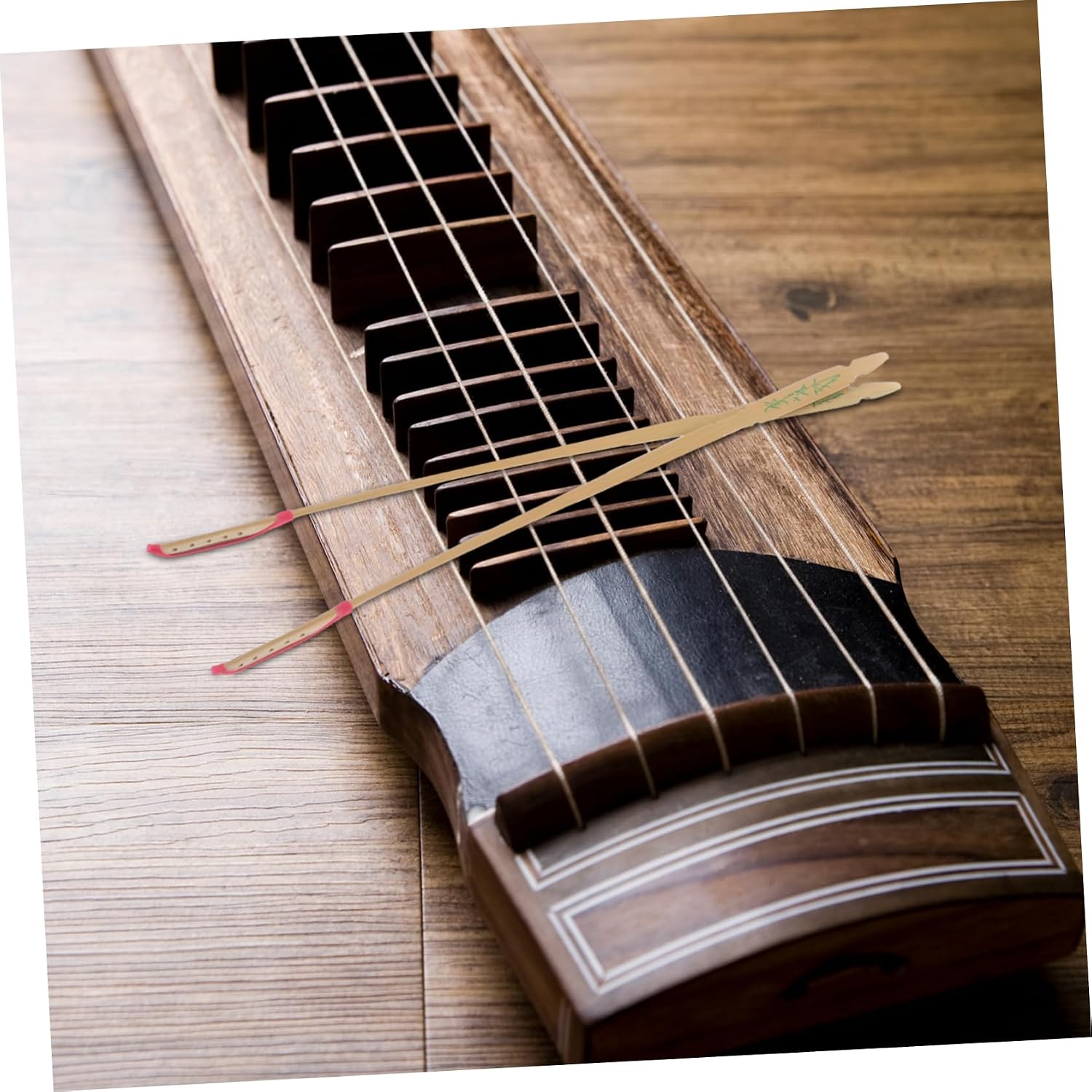 Toddmomy 2pcs Yangqin Bamboo Mallets Professional Wooden Sticks for Chinese Dulcimer Performance and Practice Red Wood Green Bamboo Pattern
