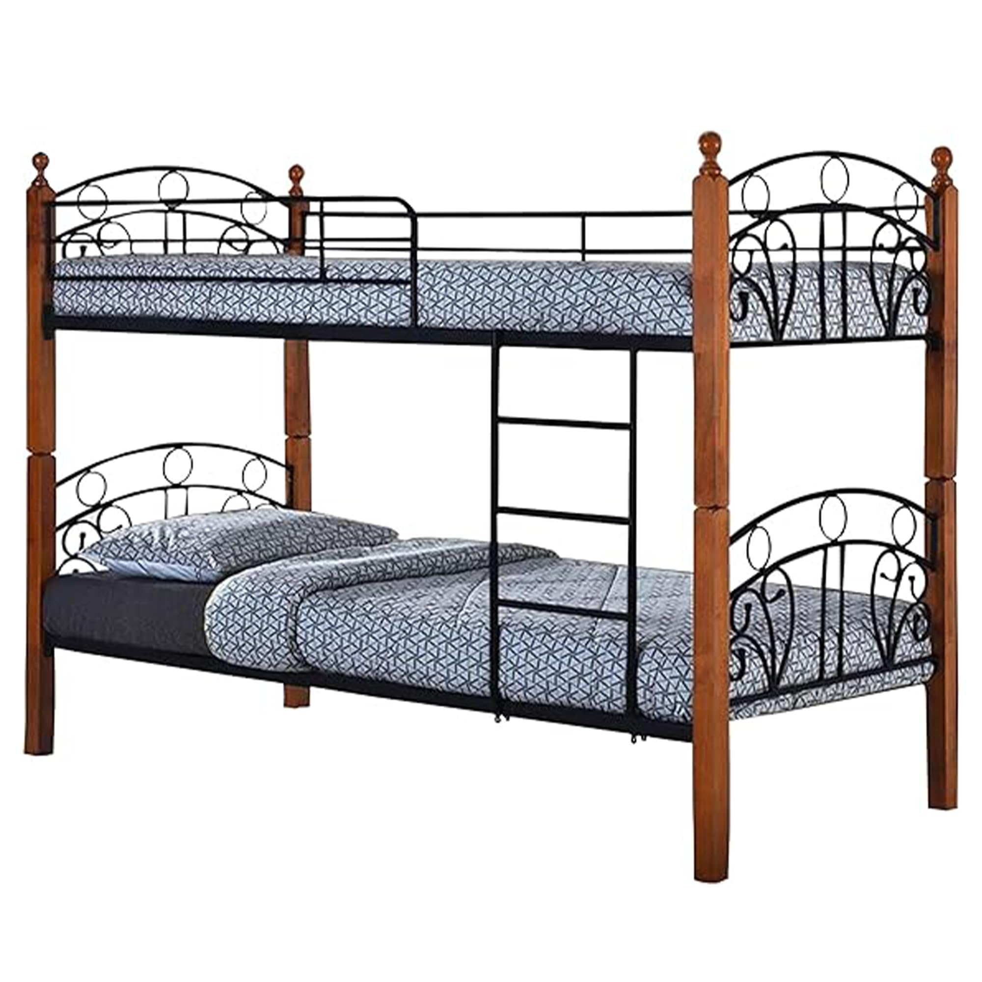 Metal Bunk Bed for Kids Space Saving and Sturdy with Ladder (Oak)