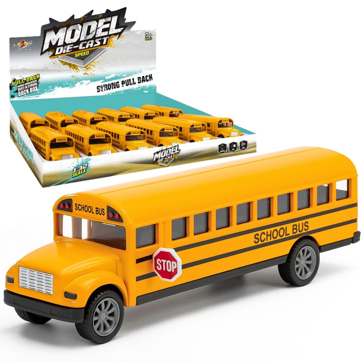 Amazon.com: 12 Pack: Diecast Yellow School Bus Model Toy, 5