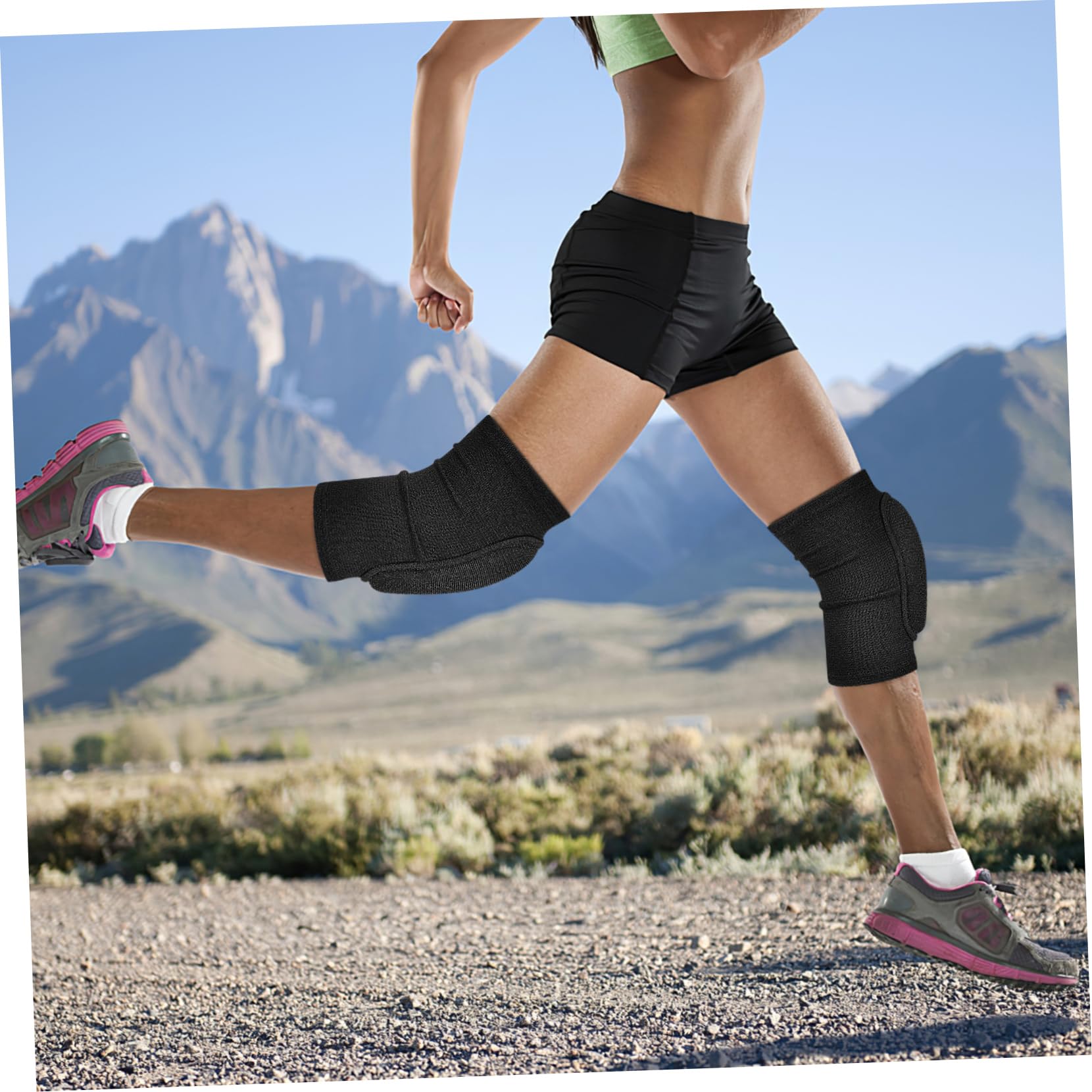 GOOHOCHY Football Pads 2 Pack Black High Elastic Polyester Dance Pads for Girls Volleyball Basketball Support Sleeve