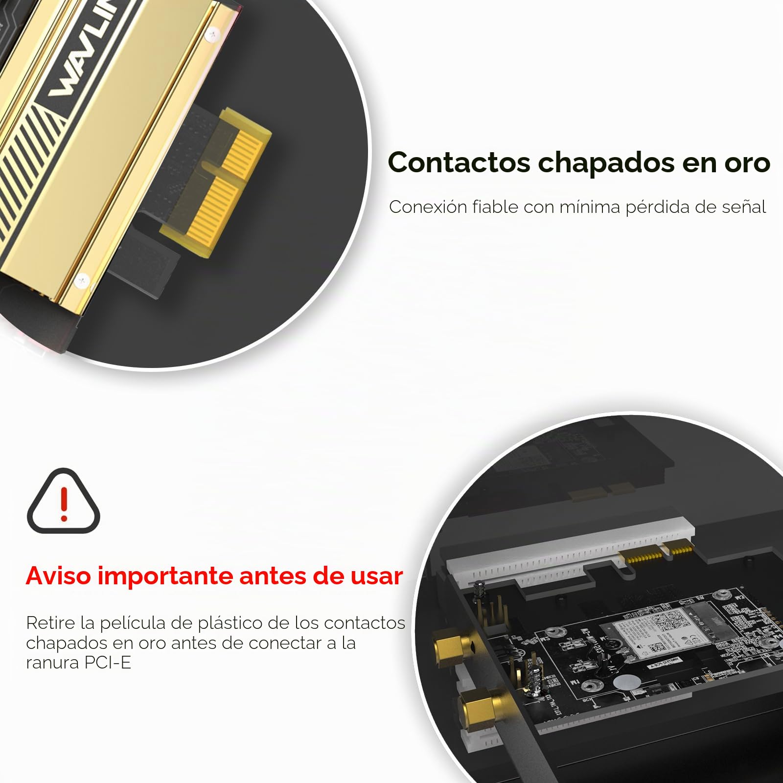 Tarjeta WiFi WAVLINK AX210 5400 Mbps WiFi 6E Tri-Banda MU-MIMO Bluetooth 5.3 OFDMA WPA3 Disipador Térmico