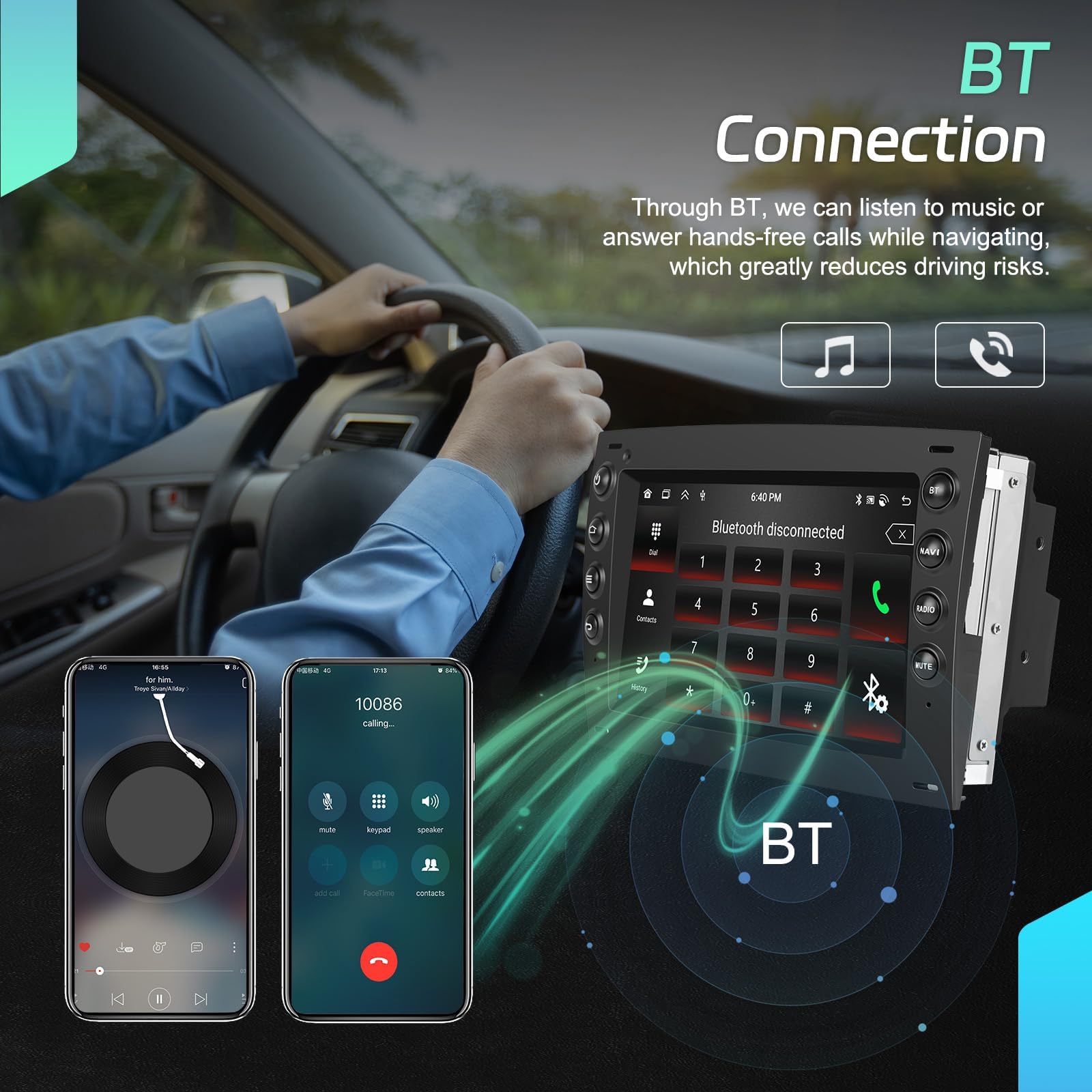 CAMECHO 4+64 GB Android 15 Radio samochodowe z CarPlay do Renault Mégane II (2002–2009) Double DIN 7″ ekran dotykowy GPS Bluetooth MirrorLink WiFi FM/RDS USB sterowanie kierownicą