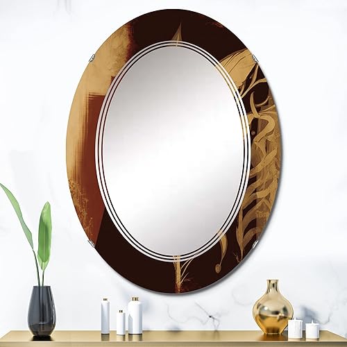 Miniatura 6 de Terra Cotta Chocolate Leaves I- Vanity Mirror, Bathroom Mirrors, Wall Mirrors for Living Room, Bedroom - Round Mirror - Large 24'x24', 32'x32'