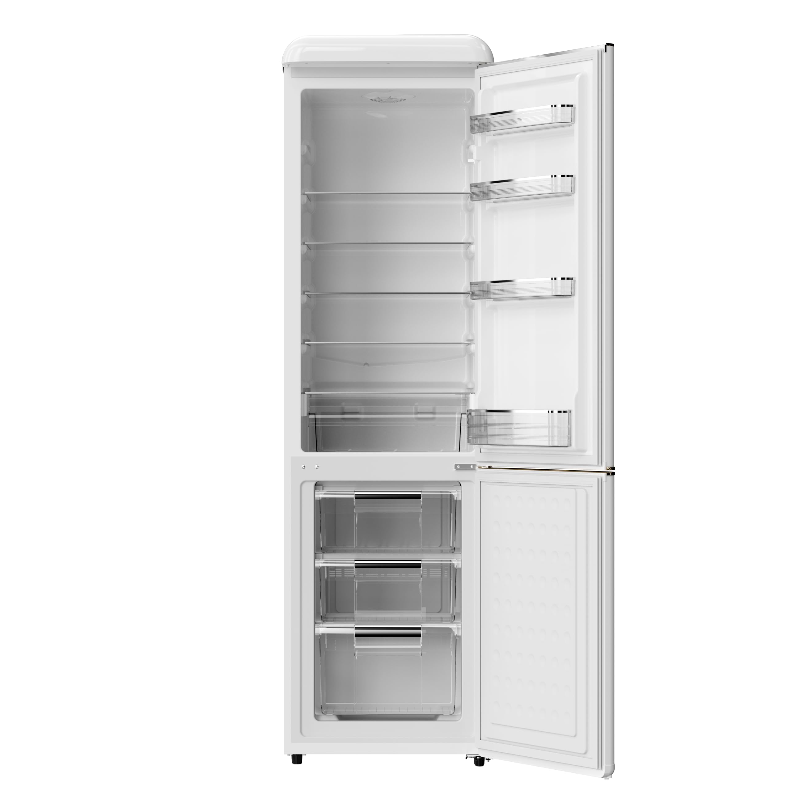 SOLTHERMIC frigorifico COMBI 2 puertas crema rústico y acabados dorados de 1,88 de alto y 55 de ancho. Gran capacidad total de hasta 270L, control de temperatura, silencioso y de bajo consumo