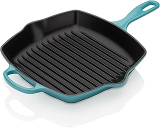 Enameled Cast Iron Signature Square Skillet Grill, 10.25", Caribbean