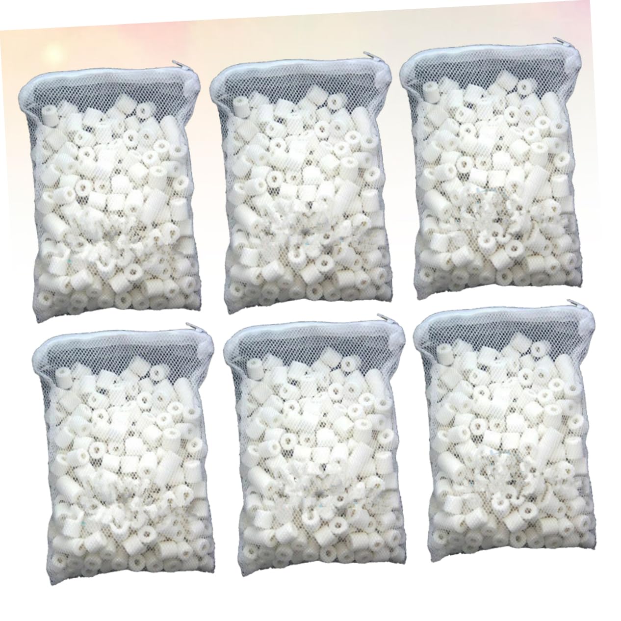 GANAZONO Anillos De Cerámica Bioporosa para Filtro Acuático, Medios Biológicos Porosos, 6 Paquetes De 250g, Biocondicionador para Acuarios y Estanques De Agua Dulce y Salada