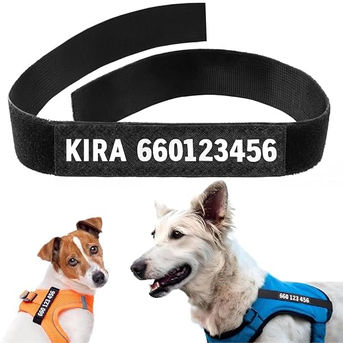 Tagorus TAG BAND - Chapa Perro Grabada De Tela Con Cierre Tipo Velcro - Chapa Identificativa Perro