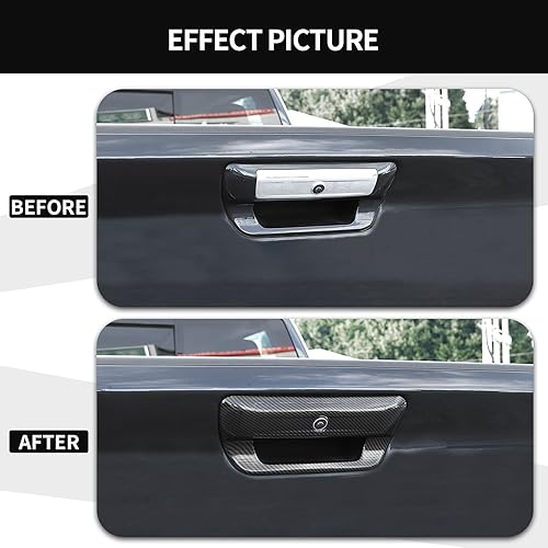 Miniatura 2 de Cubierta de Adorno de Manija de Puerta Exterior de Portón Trasero de Fibra de Carbono ABS, Cubierta de Manija de Agarre de Maletero Trasero para