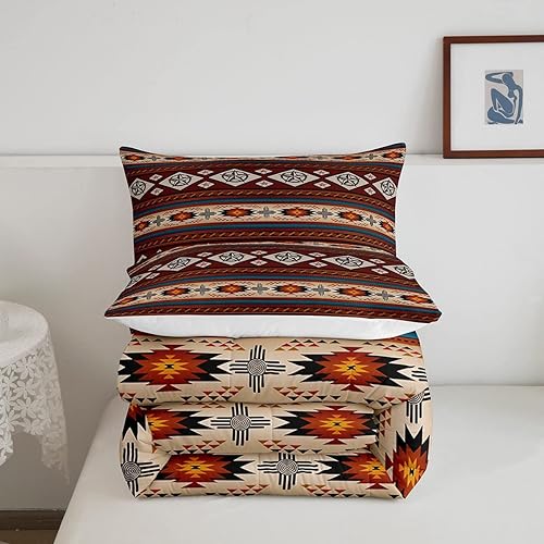 Miniatura 5 de Erosebridal Juego de edredón de estrellas del oeste de Texas, ropa de cama tamaño matrimonial, ropa de cama azteca nórdica para niños, adolescentes