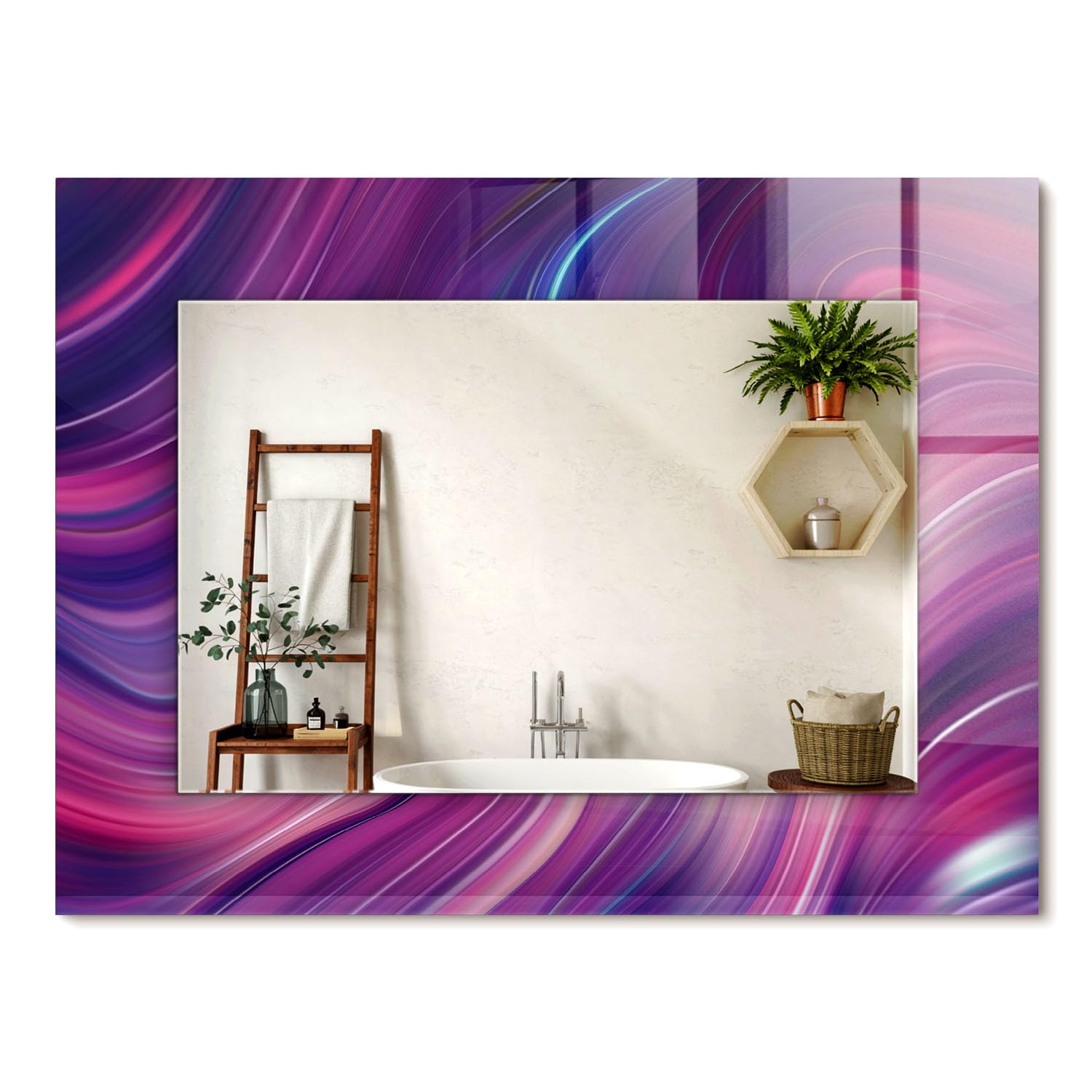 Miroir mural grand format pour illuminer une pièce sombre cadre verre
