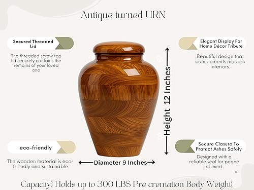 Miniatura 2 de Urnas conmemorativas de cremación de palisandro para cenizas humanas, urnas para adultos, hombres, mujeres, niños, urnas funerarias grandes para